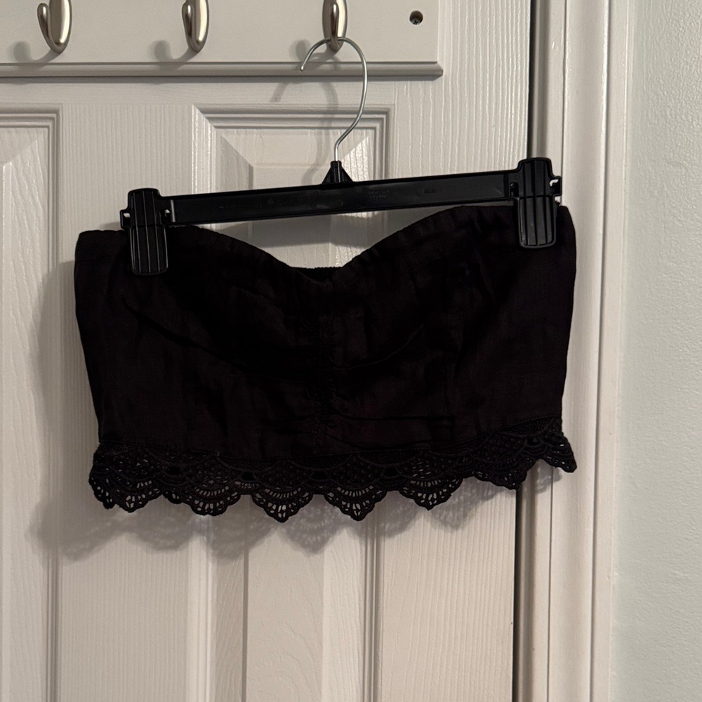 Intimately Free People Black Lace Trim Strapless Top Size S